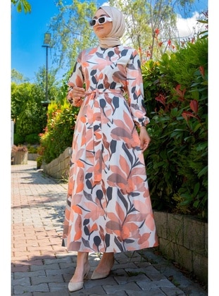 Salmon - Modest Dress - Hafsa Mina
