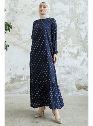 Navy Blue - Crew neck - Unlined - Modest Dress - InStyle