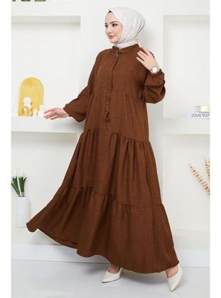 Brown - Modest Dress - Hafsa Mina