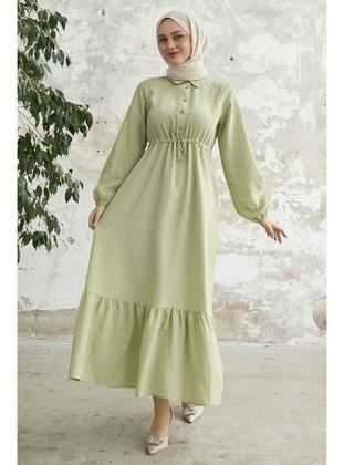 Mint Green - Cuban Collar - Modest Dress - InStyle