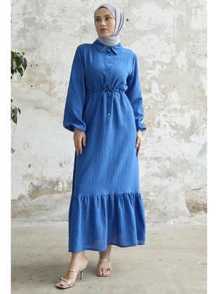 Saxe Blue - Cuban Collar - Modest Dress - InStyle