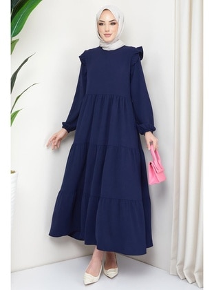 Navy Blue - Modest Dress - Hafsa Mina