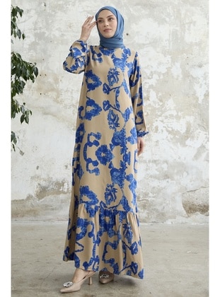 Saxe Blue - Crew neck - Unlined - Modest Dress - InStyle
