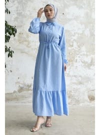 Baby Blue - Cuban Collar - Modest Dress