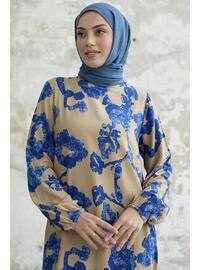 Saxe Blue - Crew neck - Unlined - Modest Dress