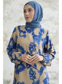 Saxe Blue - Crew neck - Unlined - Modest Dress