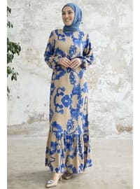 Saxe Blue - Crew neck - Unlined - Modest Dress