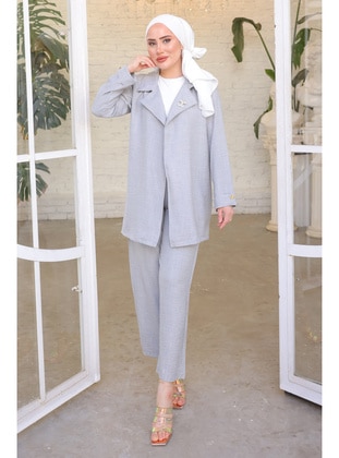 Grey - Unlined - Suit - İmaj Butik