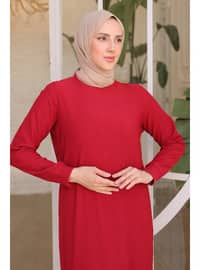 أحمر برغندي - نسيج غير مبطن - فستان