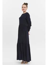 Black - Ecru - Modest Dress