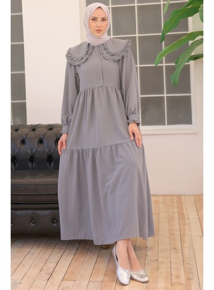Grey - Modest Dress - Benguen
