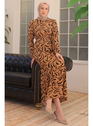 Tan - Modest Dress - Benguen