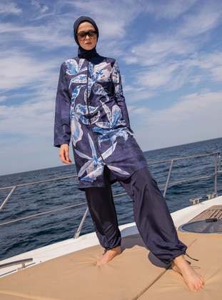 Blue Patterned - Burkini - Mayo Bella