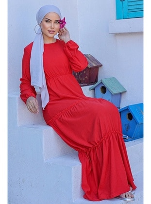 Red - Modest Dress - Bestenur