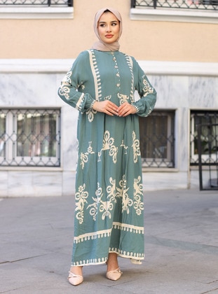 Green - Modest Dress - ZENANE