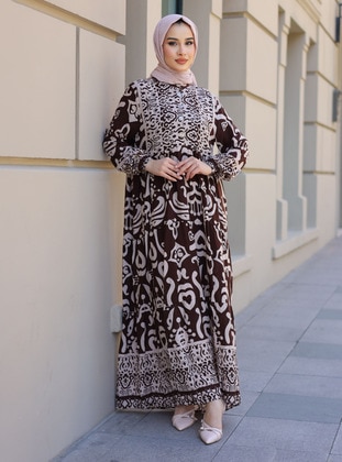 Brown - Modest Dress - ZENANE