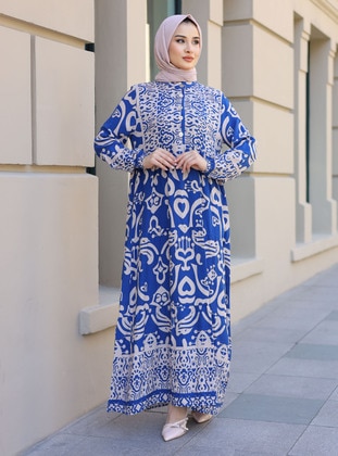 Blue - Modest Dress - ZENANE