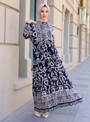 Navy Blue - Modest Dress - ZENANE