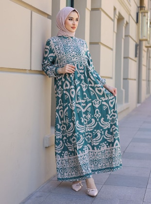 Green - Modest Dress - ZENANE