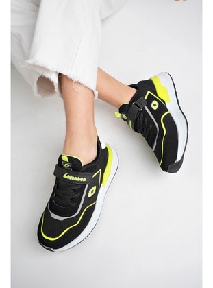 Çocuk Unisex Spor Ayakkabı Sararmaz Ultra Hafif Taban  Siyah Sarı