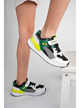 Çocuk Unisex Spor Ayakkabı Ultra Hafif Sararma Yapmaz Taban Beyaz Yeşil