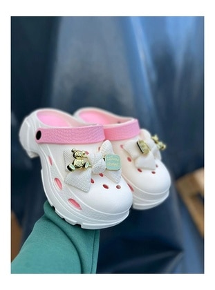 Kadın Eva Deniz Plaj Doktor Hemşire Hastane CoMfort Rahat Sandalet Terlik Beyaz Pembe