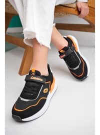 أسود - برتقالي - أحذية رياضية للأطفال