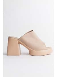Nude - Heeled Slippers - Slippers