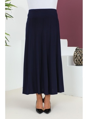 Navy Blue - Plus Size Skirt - GELİNCE