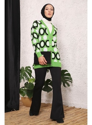 İmaj Butik Green Knit Cardigan