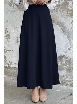 Navy Blue - Unlined - Skirt - InStyle