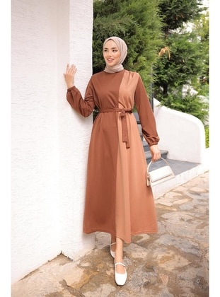 Brown - 400gr - Modest Dress - Burcu Fashion