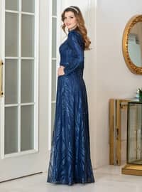 Navy Blue - Modest Evening Dress