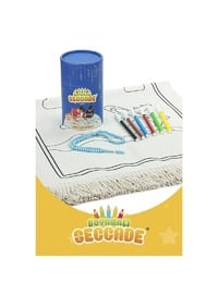Colorable Washable Educational Religious Toy Children`s Prayer Mat Set in Cylinder Box - Blue