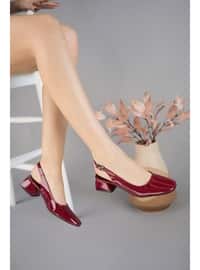 أحمر برغندي - حذاء كعب عالي - احذيه كعب عالى