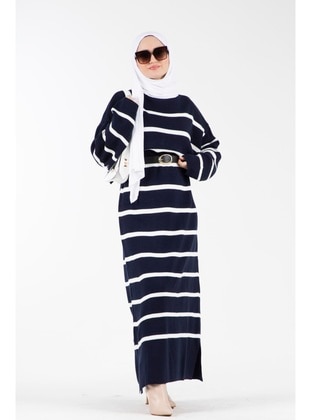 Navy Blue - Knit Dresses - Sevitli