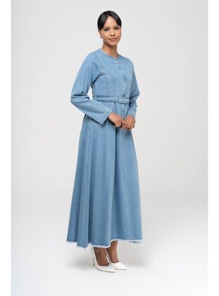 Blue - Modest Dress - Olcay