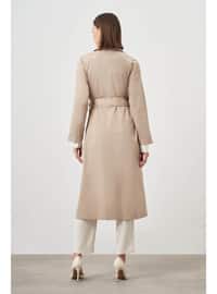 Stone Color - Unlined - Round Collar - Trench Coat