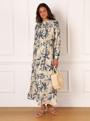 Blue Patterned - Modest Dress - Refka