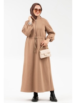 Brown - Modest Dress - Sevitli