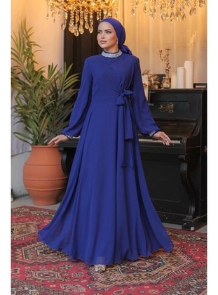 Saxe Blue - 1000gr - Modest Evening Dress - Hakimoda