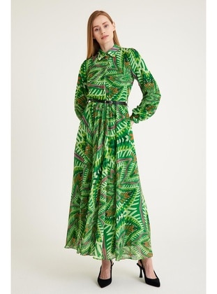 Green - Modest Dress - Olcay