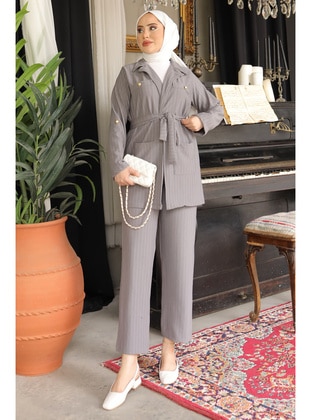 Grey - Unlined - Suit - İmaj Butik