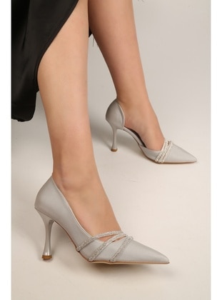 Stilettos & Evening Shoes - Silver color - Heels - Shoeberry