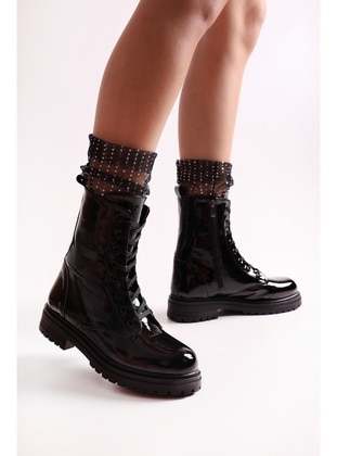 Boot - 450gr - Black Patent Leather - Boots - Shoeberry