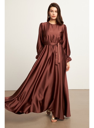 Brown - Modest Dress - Vavinor