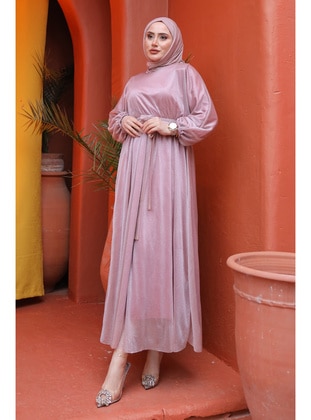 Powder Pink - Fully Lined - Modest Dress - İmaj Butik