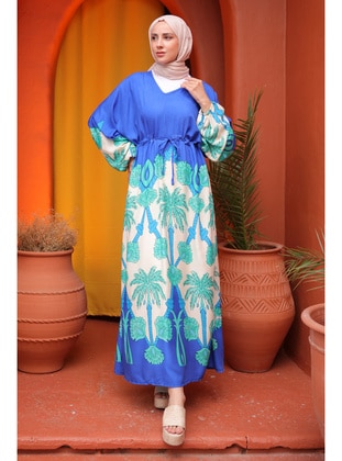 Saxe Blue - Fully Lined - Modest Dress - İmaj Butik