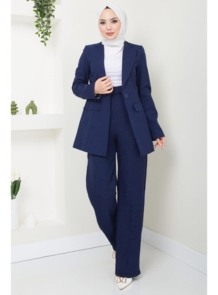 Navy Blue - Suit - Hafsa Mina