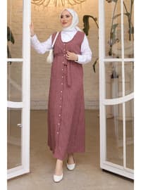Burgundy - Unlined - Modest Dress
